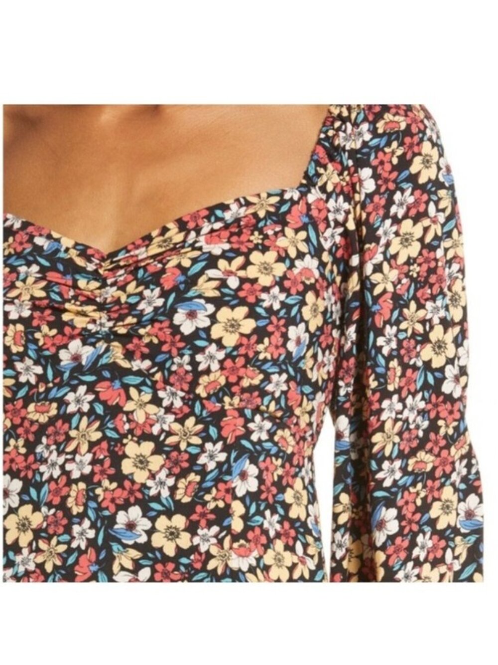 Lost + Wander Black Floral Paradise Valley Long Sleeve Midi dress Small - Picture 10 of 13